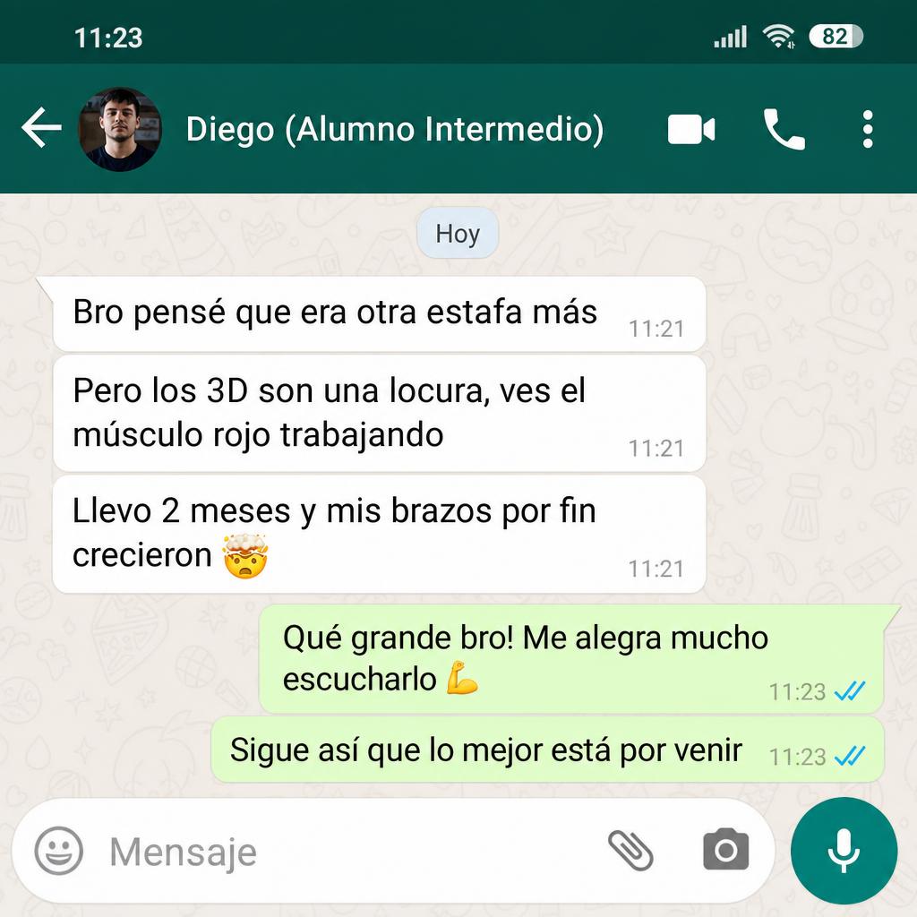 Testimonio de Diego, alumno de gym, por WhatsApp